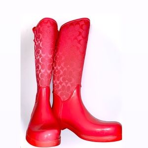COACH RED RAIN BOOTS